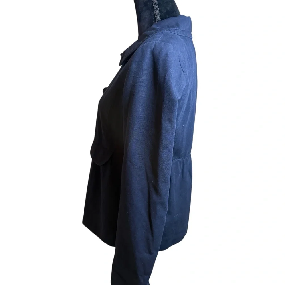 J. Crew | Navy Ottoman Molly Peplum Button Pea Coat | Sz 8 - Picture 6 of 9